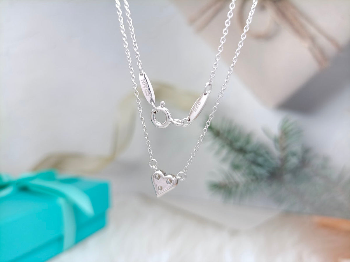 [Ornora Jewelry]HEART 3 DIAMONDS PEDANT NECKLACE