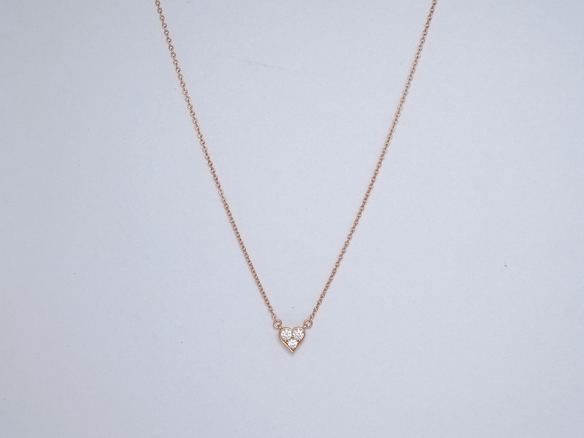 [Ornora Jewelry]HEART 3 DIAMONDS PEDANT NECKLACE