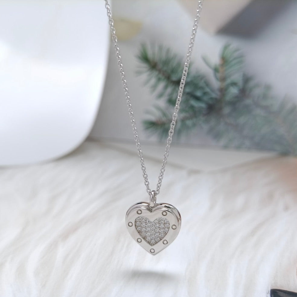 [Ornora Jewelry]HEART DIAMONDS PEDANT NECKLACE
