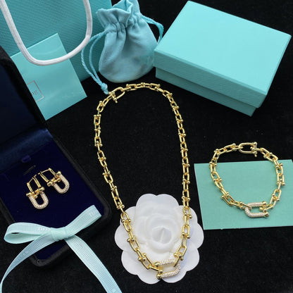 [Ornora Jewelry]HARDWEAR LINK DIAMOND GOLD EARRINGS