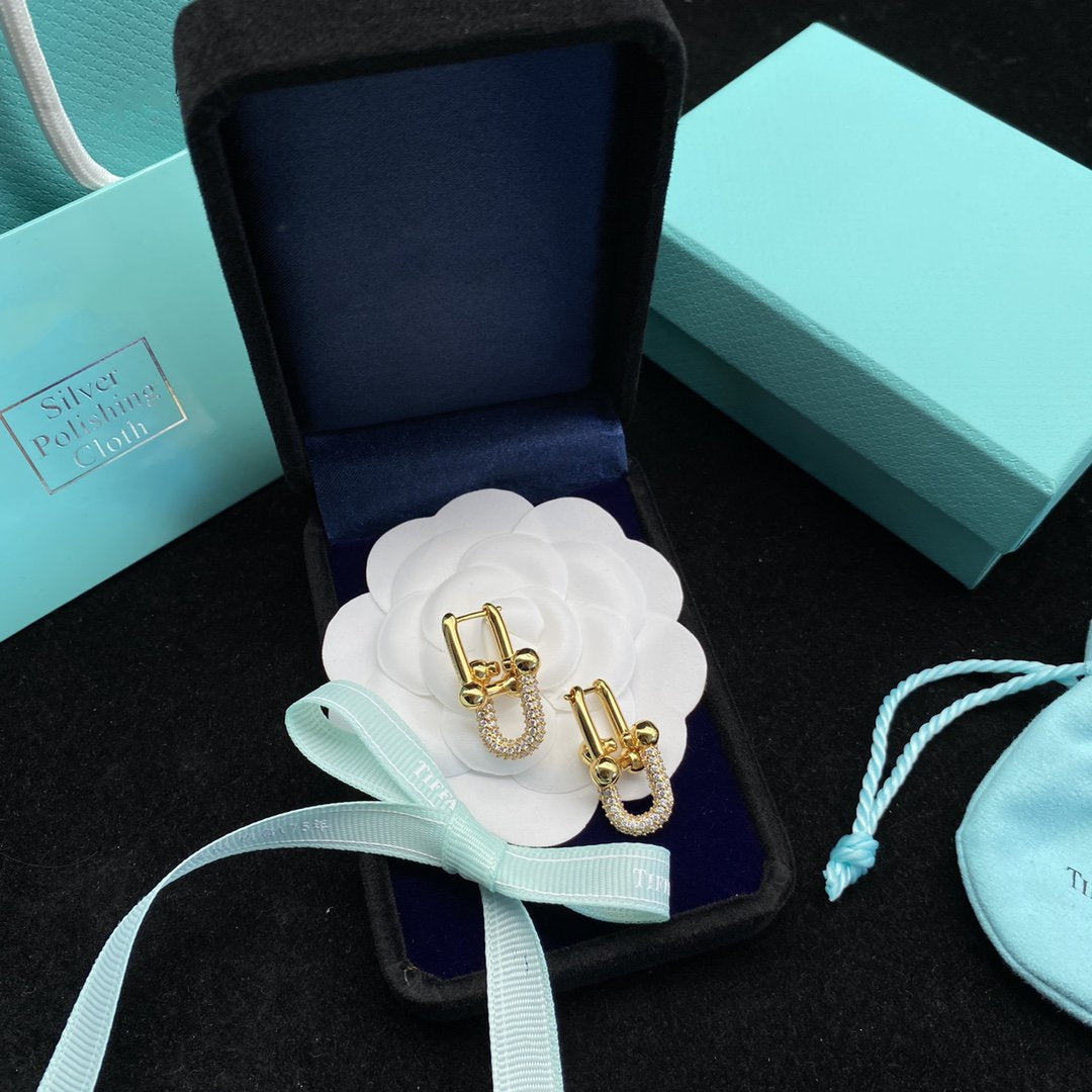 [Ornora Jewelry]HARDWEAR LINK DIAMOND GOLD EARRINGS