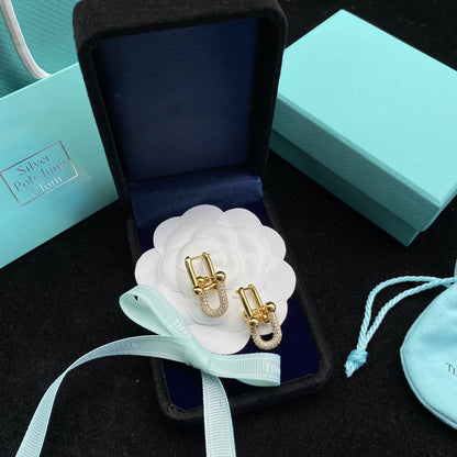 [Ornora Jewelry]HARDWEAR LINK DIAMOND GOLD EARRINGS