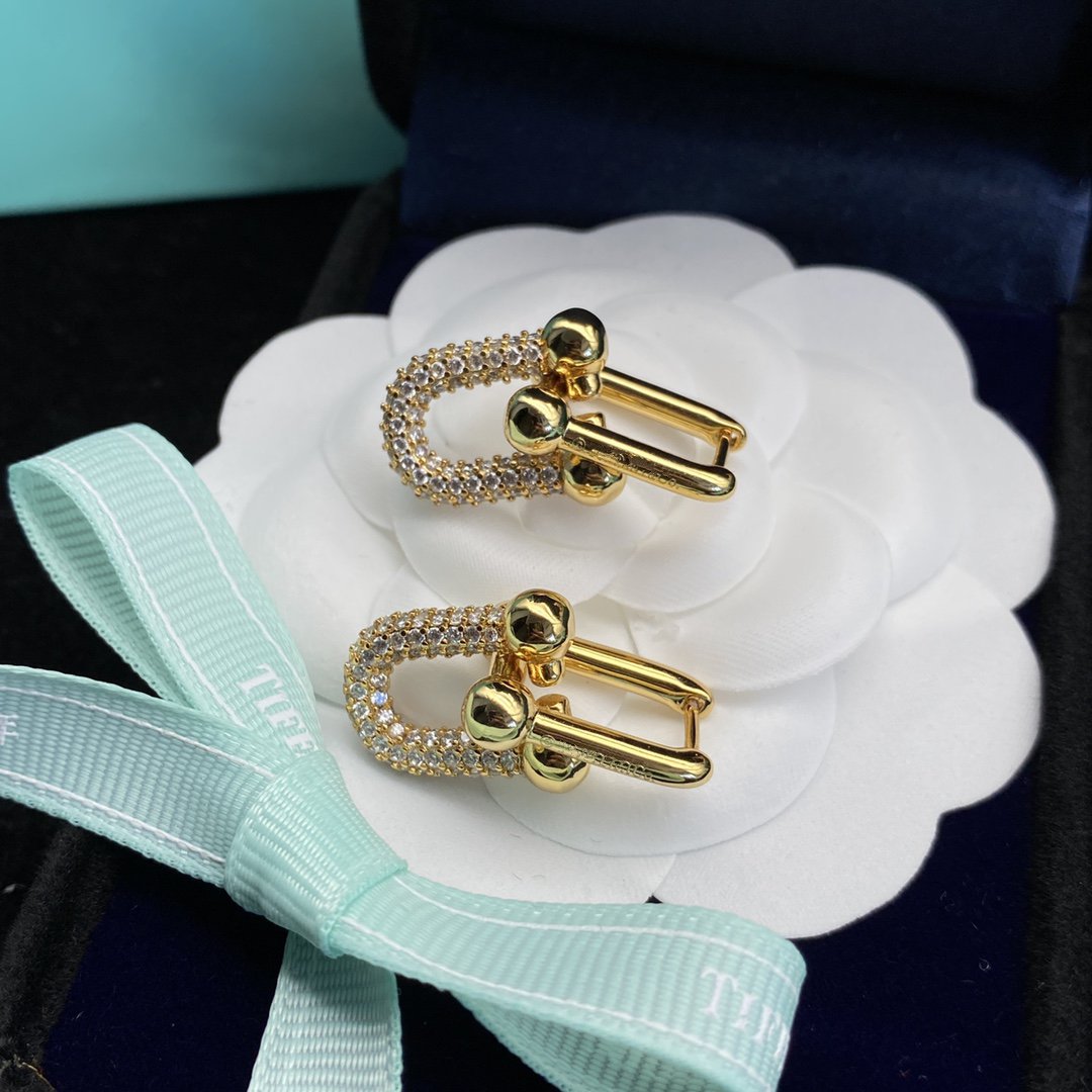 [Ornora Jewelry]HARDWEAR LINK DIAMOND GOLD EARRINGS