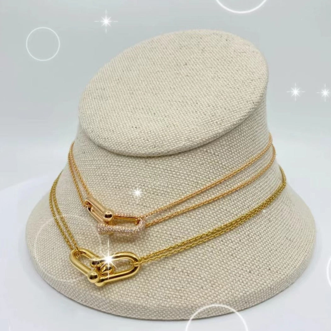 [Ornora Jewelry]HARDWEAR GOLD DOUBLE LINK NECKLACE