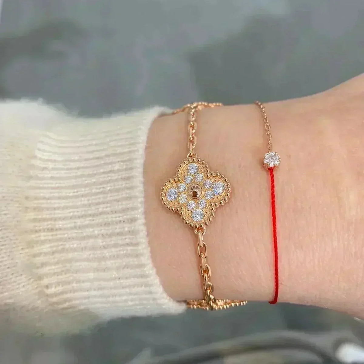 [Ornora Jewelry] CLOVER 5 MOTIF FULL DIAMOND BRACELET COLLECTION