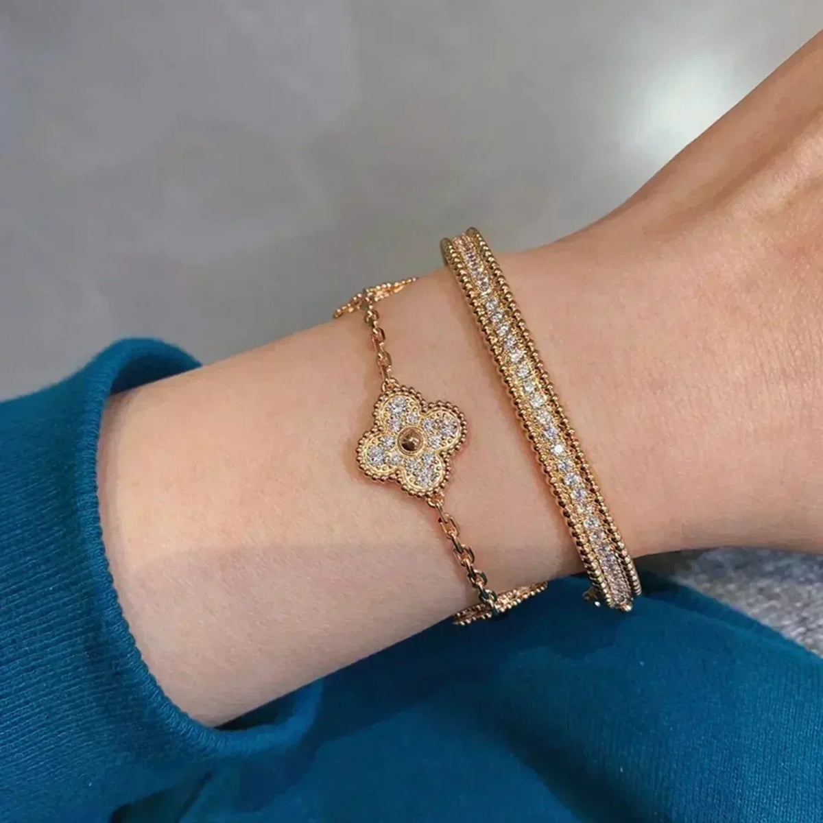 [Ornora Jewelry] CLOVER 5 MOTIF FULL DIAMOND BRACELET COLLECTION