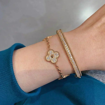 [Ornora Jewelry] CLOVER 5 MOTIF FULL DIAMOND BRACELET COLLECTION