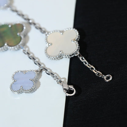 [OrnoraJewelry]CLOVER BRACELET 5 MOTIFS MOP CHALCEDONY SILVER