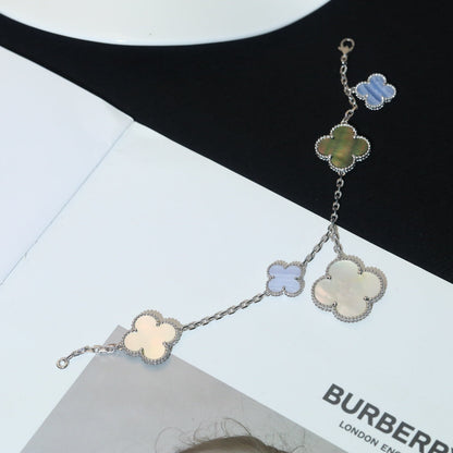 [OrnoraJewelry]CLOVER BRACELET 5 MOTIFS MOP CHALCEDONY SILVER