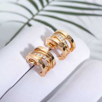 [OrnoraJewelry]ZERO 1 PINK GOLD DIAMONDS EARRINGS