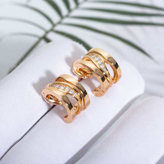 [OrnoraJewelry]ZERO 1 PINK GOLD DIAMONDS EARRINGS