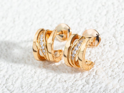 [OrnoraJewelry]ZERO 1 PINK GOLD DIAMONDS EARRINGS