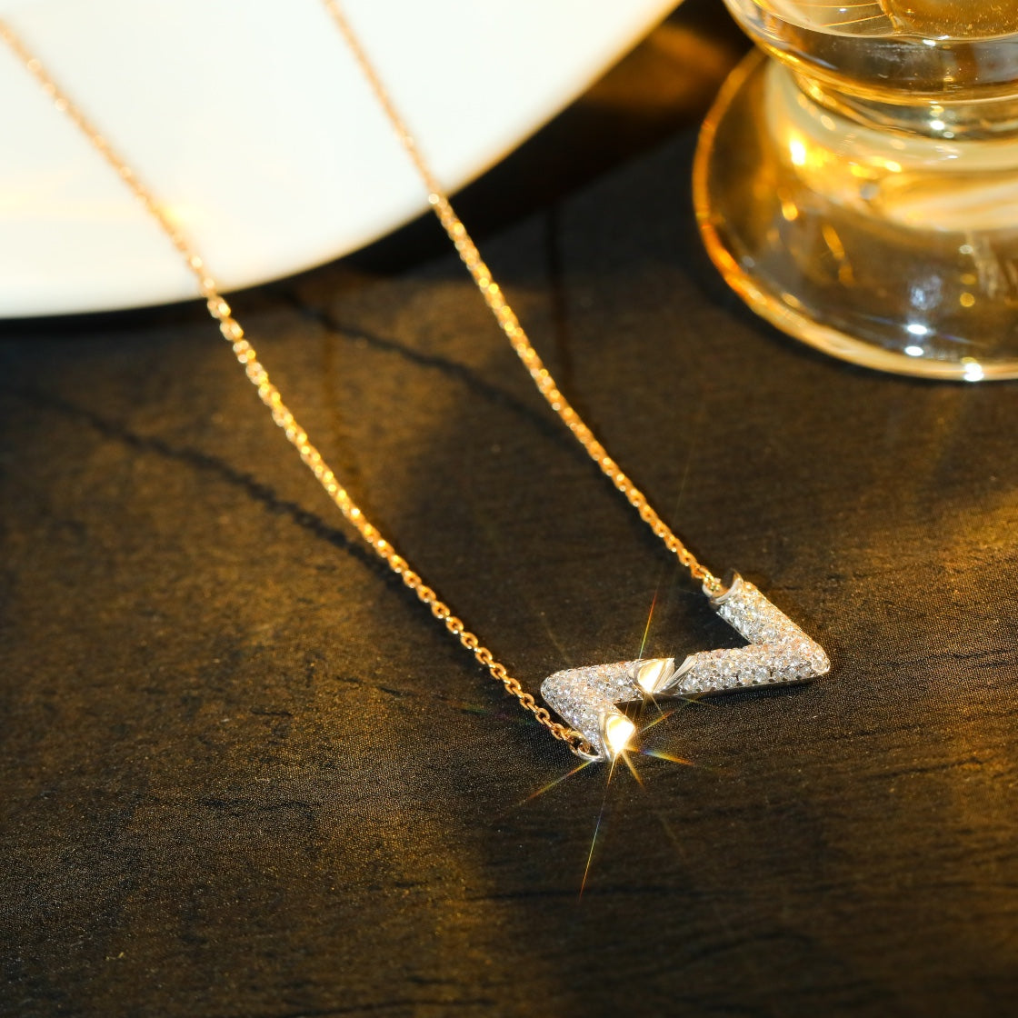[OrnoraJewelry]VOLT SILVER DIAMOND PEDANT NECKLACE