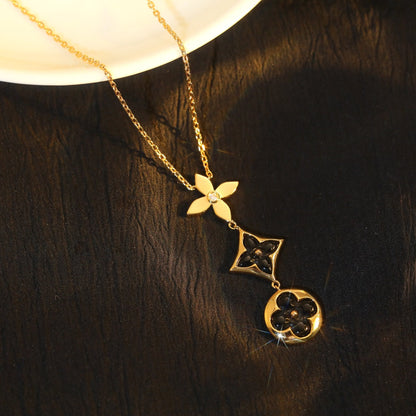 [OrnoraJewelry]OrnoraAND SUN ONYX PINK GOLD NECKLACE