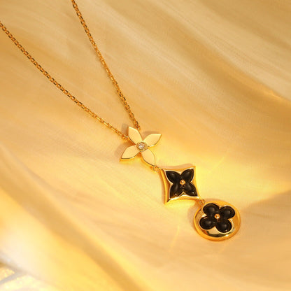 [OrnoraJewelry]OrnoraAND SUN ONYX PINK GOLD NECKLACE