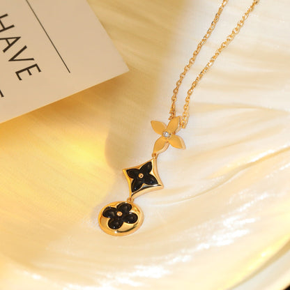[OrnoraJewelry]OrnoraAND SUN ONYX PINK GOLD NECKLACE