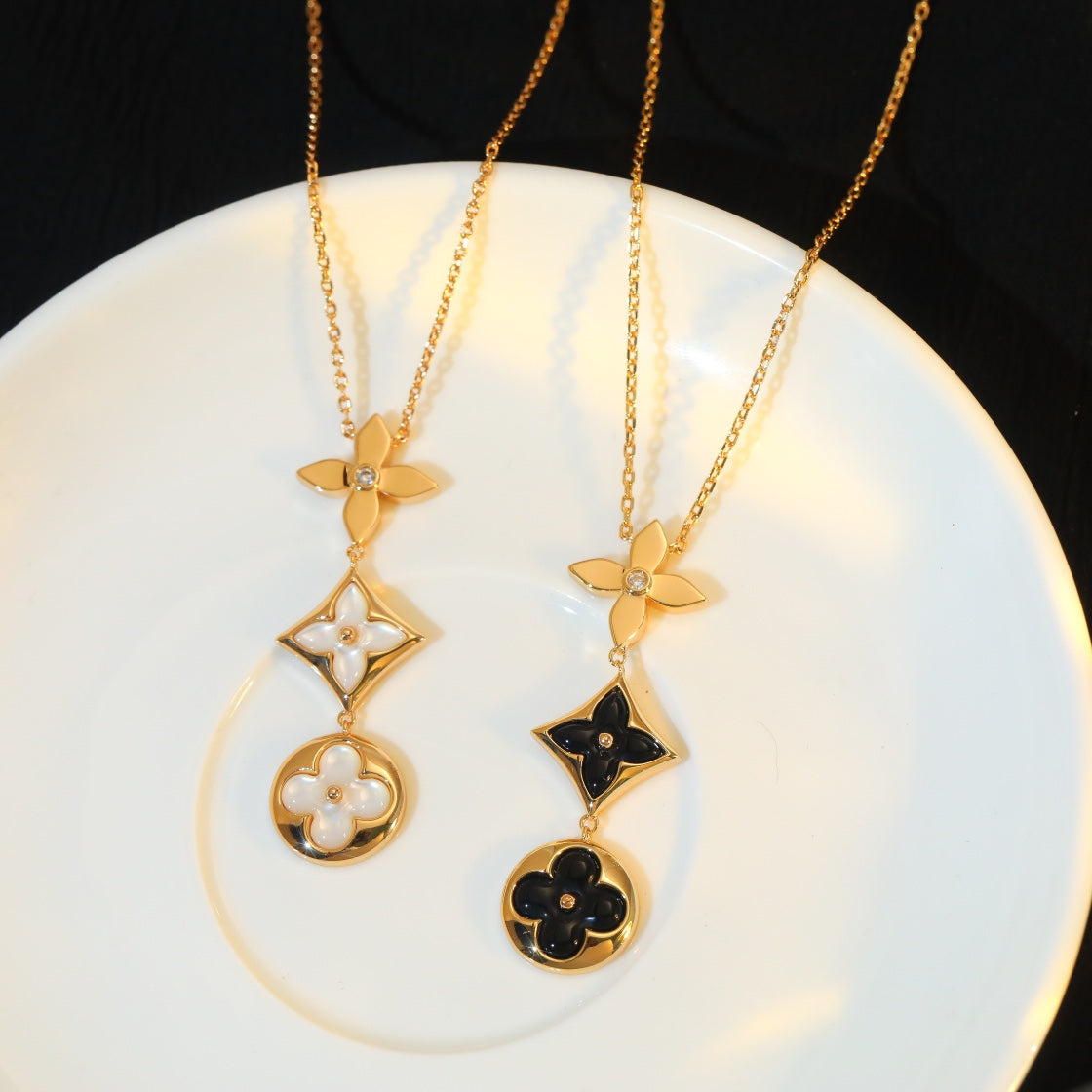 [OrnoraJewelry]OrnoraAND SUN ONYX PINK GOLD NECKLACE