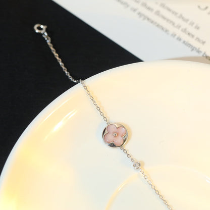 [OrnoraJewelry]SUN MOTIF PINK MOP SILVER BRACELET