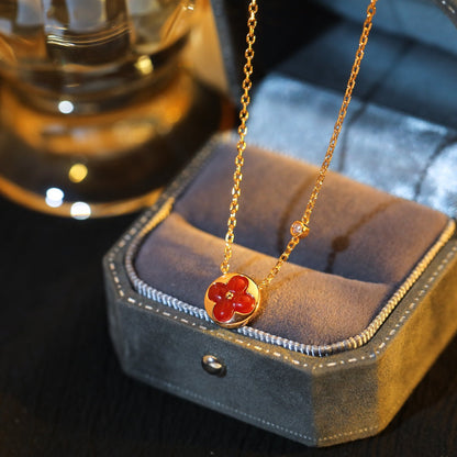 [OrnoraJewelry]SUN PEDANT PINK GOLD 1 DIAMOND NECKLACE