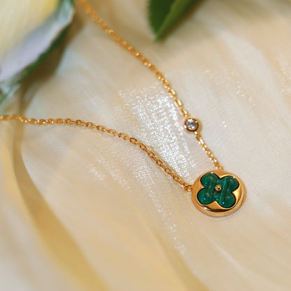 [OrnoraJewelry]SUN PEDANT PINK GOLD 1 DIAMOND NECKLACE