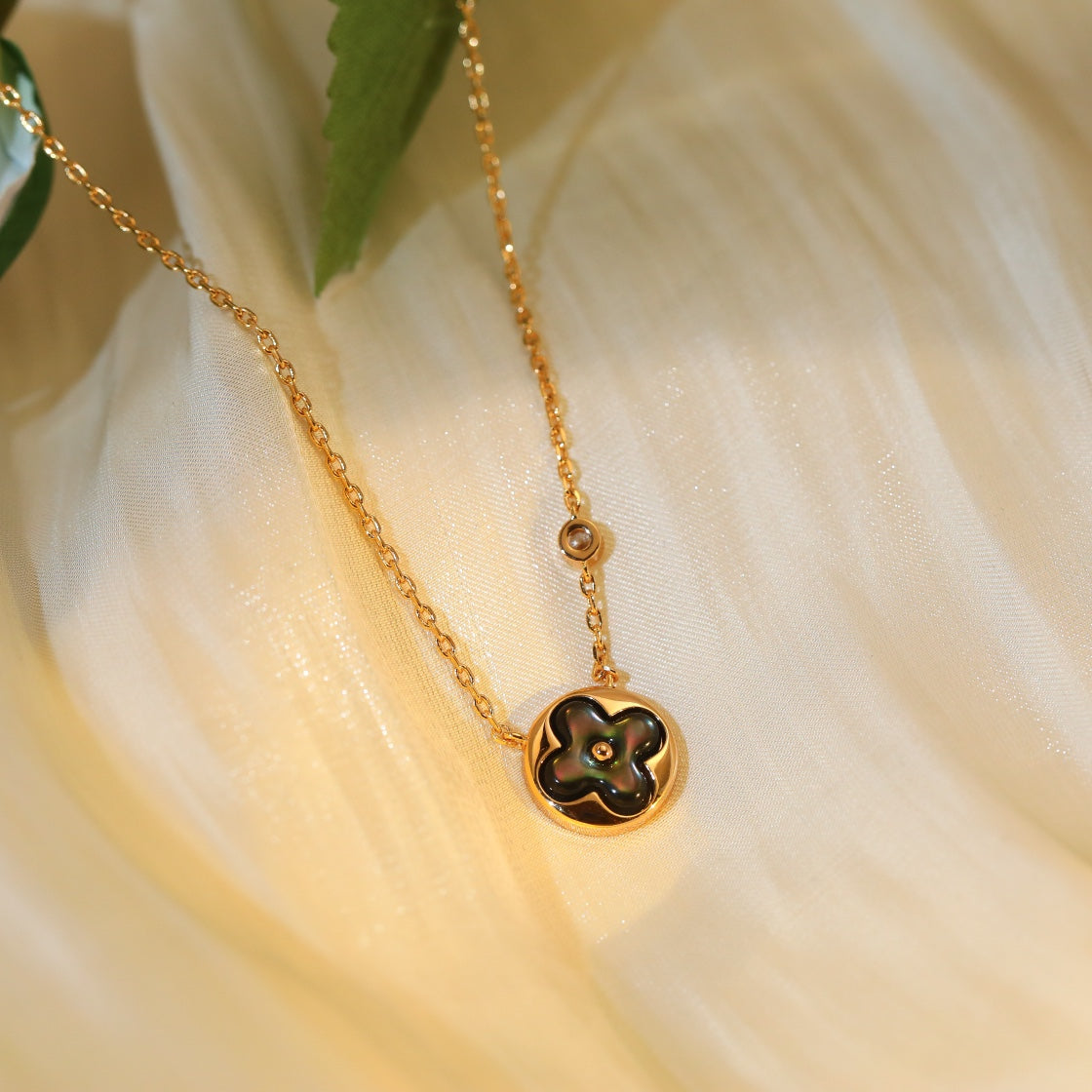 [OrnoraJewelry]SUN PEDANT PINK GOLD 1 DIAMOND NECKLACE
