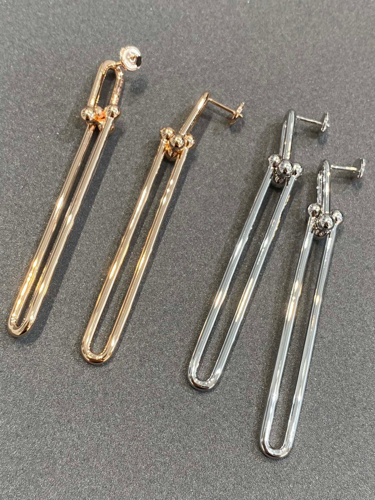 [Ornora Jewelry]HARDWEAR DOUBLE LONG LINK EARRINGS
