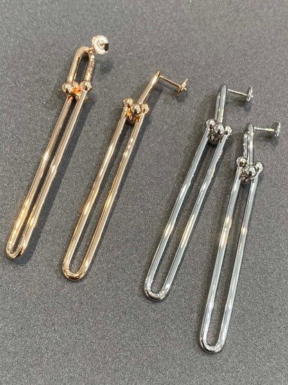 [Ornora Jewelry]HARDWEAR DOUBLE LONG LINK EARRINGS