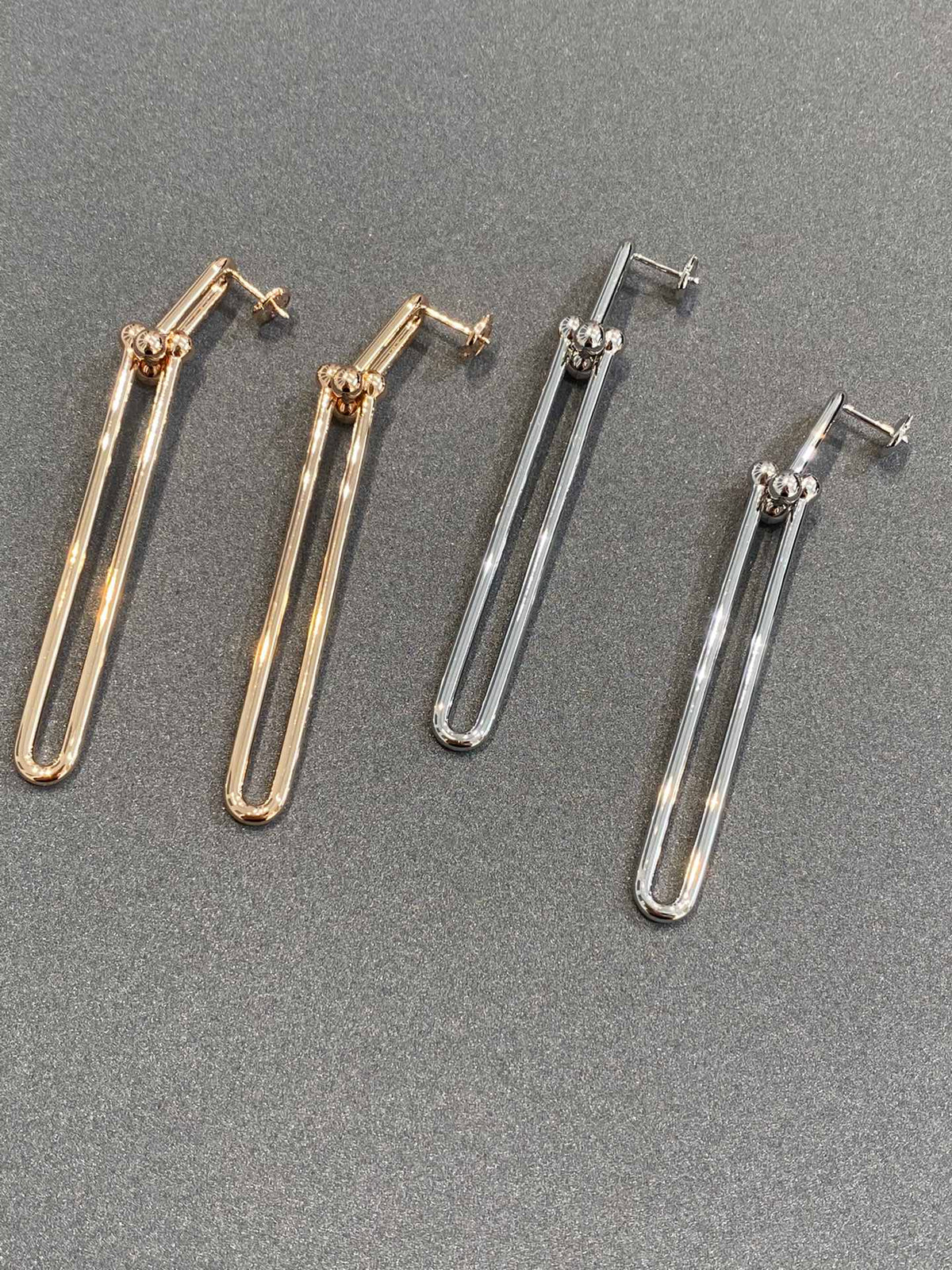 [Ornora Jewelry]HARDWEAR DOUBLE LONG LINK EARRINGS