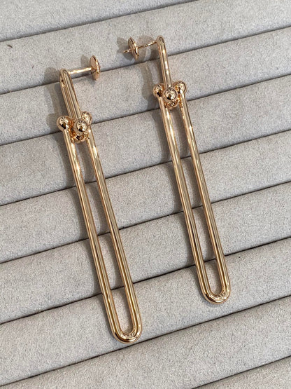 [Ornora Jewelry]HARDWEAR DOUBLE LONG LINK EARRINGS