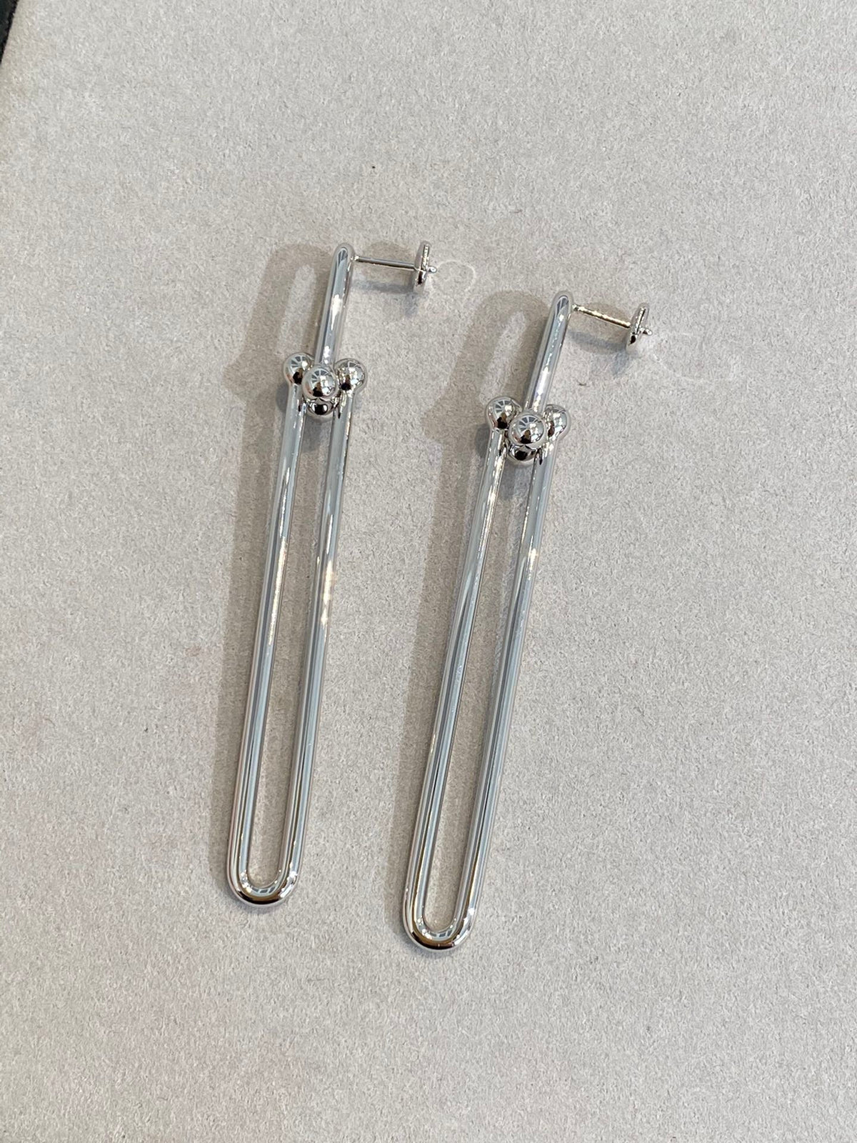 [Ornora Jewelry]HARDWEAR DOUBLE LONG LINK EARRINGS