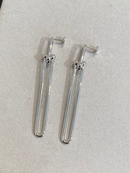 [Ornora Jewelry]HARDWEAR DOUBLE LONG LINK EARRINGS