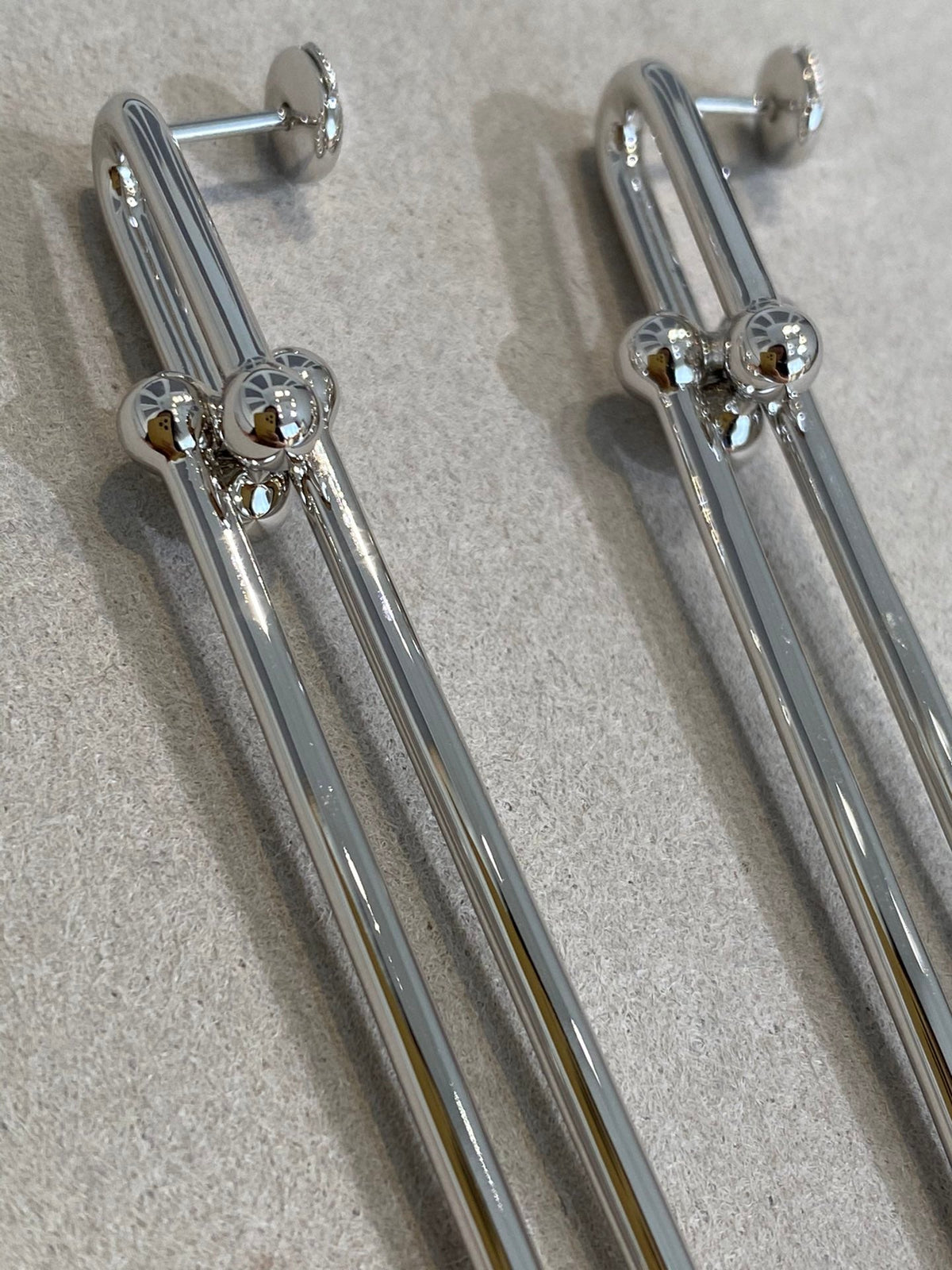 [Ornora Jewelry]HARDWEAR DOUBLE LONG LINK EARRINGS
