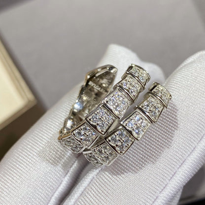 [OrnoraJewelry]SERPENTI DOUBLE RING SILVER DIAMOND PAVED