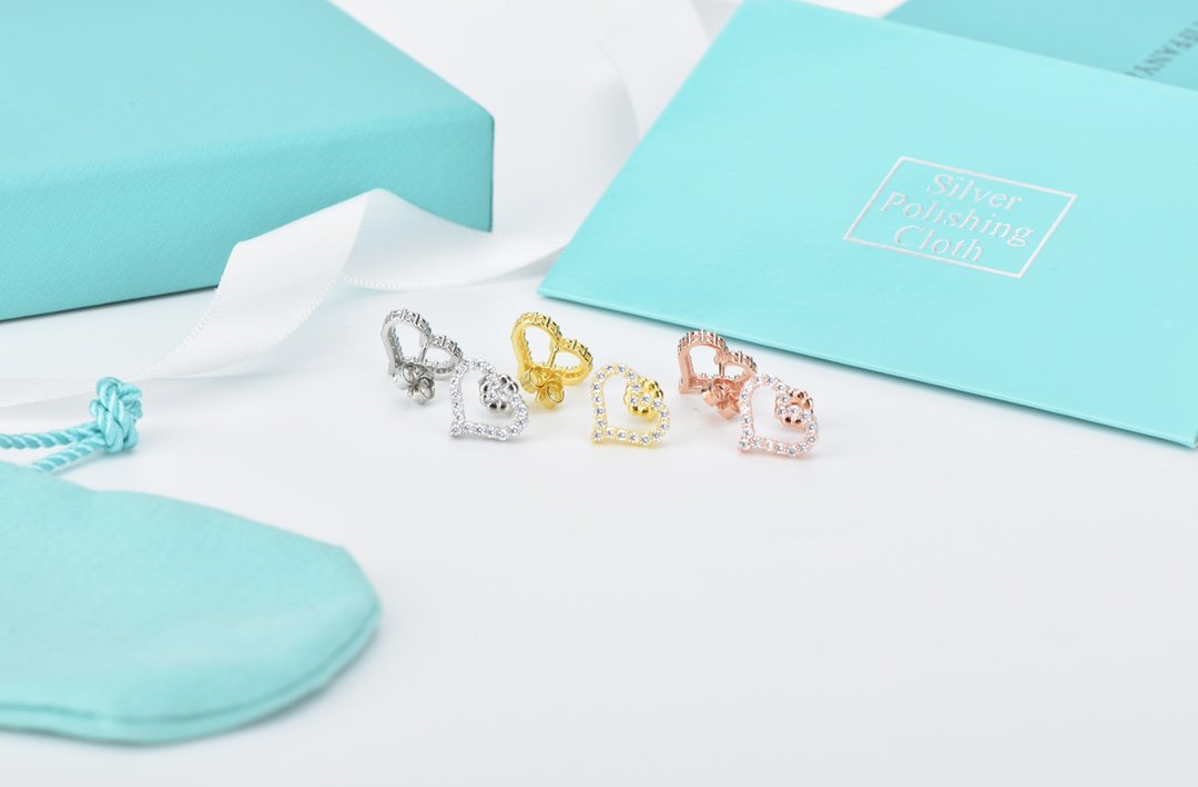[Ornora Jewelry]OPEN HEART STUD DIAMOND EARRINGS