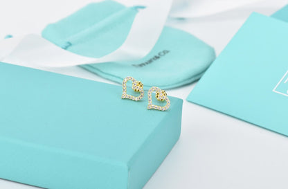 [Ornora Jewelry]OPEN HEART STUD DIAMOND EARRINGS