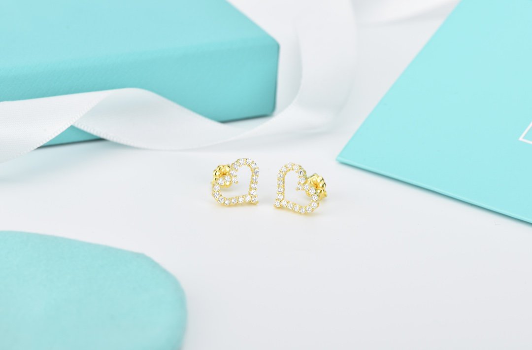 [Ornora Jewelry]OPEN HEART STUD DIAMOND EARRINGS