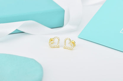 [Ornora Jewelry]OPEN HEART STUD DIAMOND EARRINGS
