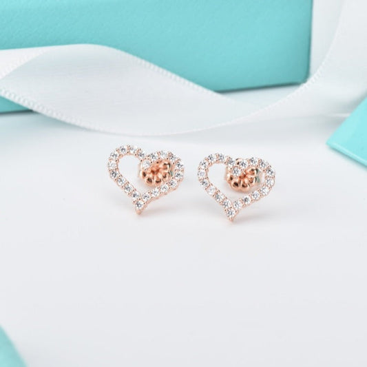 [Ornora Jewelry]OPEN HEART STUD DIAMOND EARRINGS