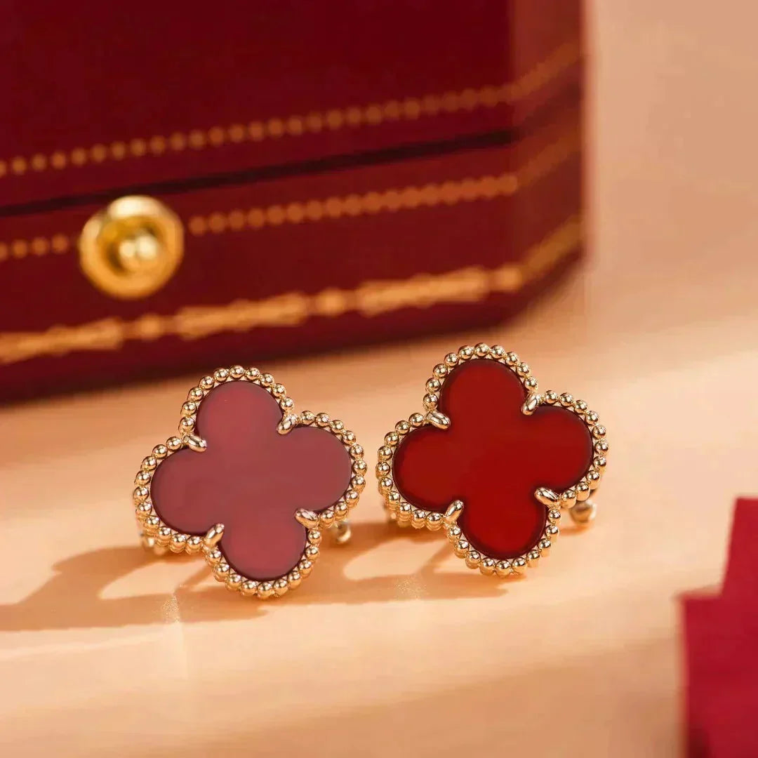 [OrnoraJewelry]CLOVER MEDIUM 1 MOTIFS CARNELIAN  EARRINGS