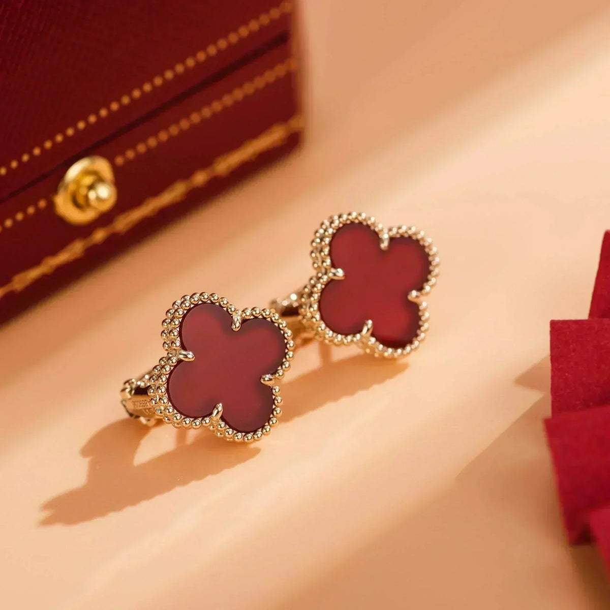 [OrnoraJewelry]CLOVER MEDIUM 1 MOTIFS CARNELIAN  EARRINGS