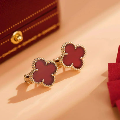 [OrnoraJewelry]CLOVER MEDIUM 1 MOTIFS CARNELIAN  EARRINGS