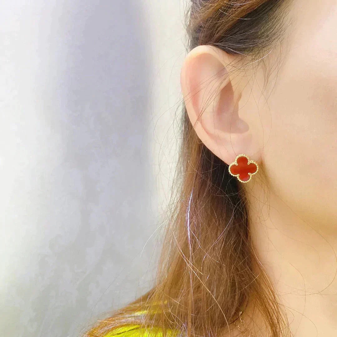 [OrnoraJewelry]CLOVER MEDIUM 1 MOTIFS CARNELIAN  EARRINGS