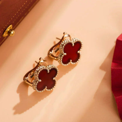 [OrnoraJewelry]CLOVER MEDIUM 1 MOTIFS CARNELIAN  EARRINGS