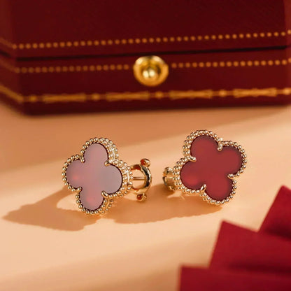 [OrnoraJewelry]CLOVER MEDIUM 1 MOTIFS CARNELIAN  EARRINGS