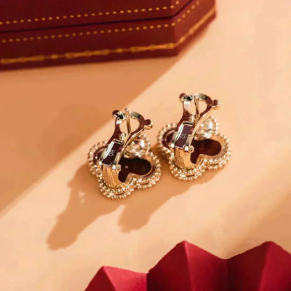 [OrnoraJewelry]CLOVER MEDIUM 1 MOTIFS CARNELIAN  EARRINGS