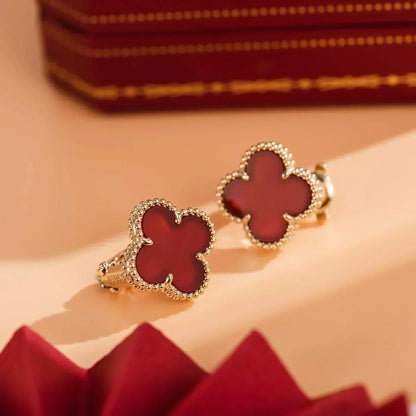 [OrnoraJewelry]CLOVER MEDIUM 1 MOTIFS CARNELIAN  EARRINGS