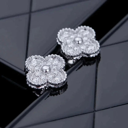 [OrnoraJewelry]CLOVER 1 MOTIFS DIAMOND STUD EARRINGS SILVER