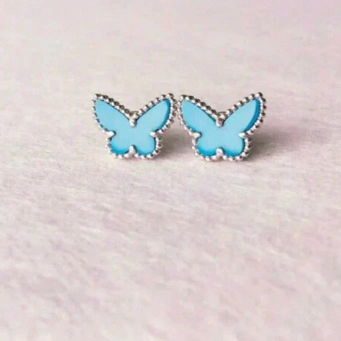 [OrnoraJewelry]BUTTERFLY TURQUOISE EARRINGS SILVER