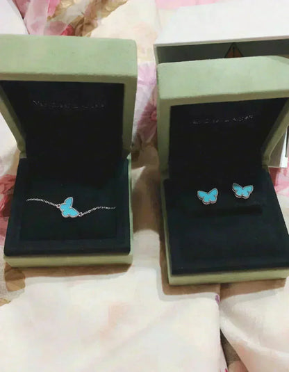 [OrnoraJewelry]BUTTERFLY TURQUOISE EARRINGS SILVER