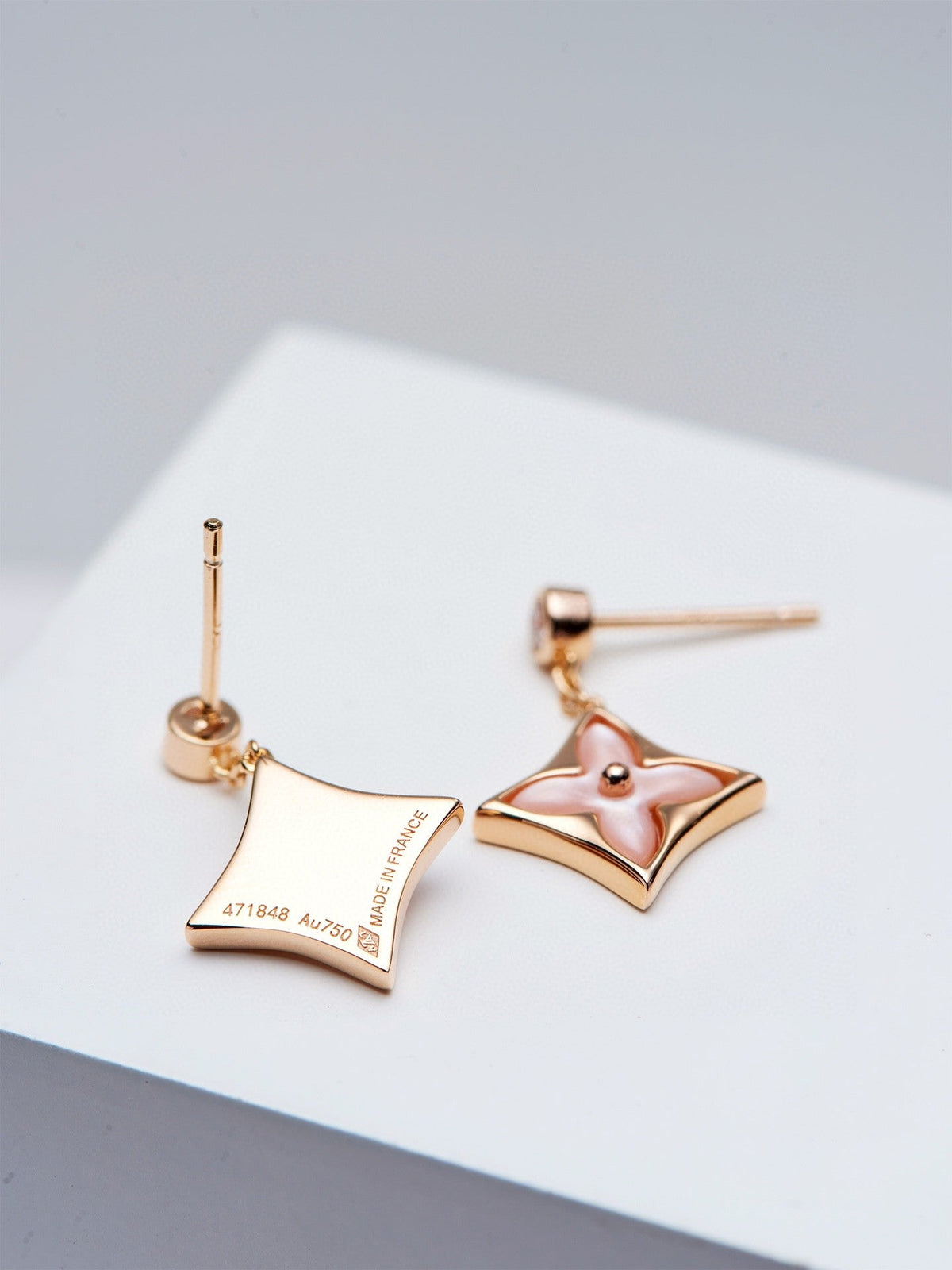 [OrnoraJewelry]DOUBLE OrnoraPINK GOLD MOP DROP EARRINGS